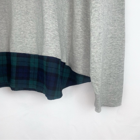 J. Crew Tartan Plaid Woven Collar Gray Academia Sweater Plus Size 2X - Picture 5 of 11